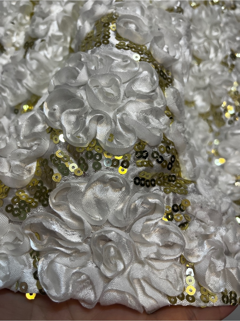 White & Gold Floral Rosette Party Toddler Dress size 24 months / 2T - Picture 6 of 12
